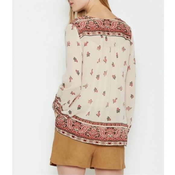 🌺Joie Haya Cream Red Paisley Floral Silk Boho Peasant Blouse Top Size XS🌺 - Picture 6 of 6